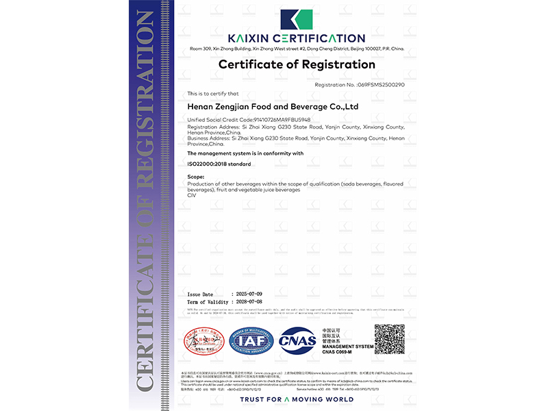 食品安全治理系统认证证书（英文版）